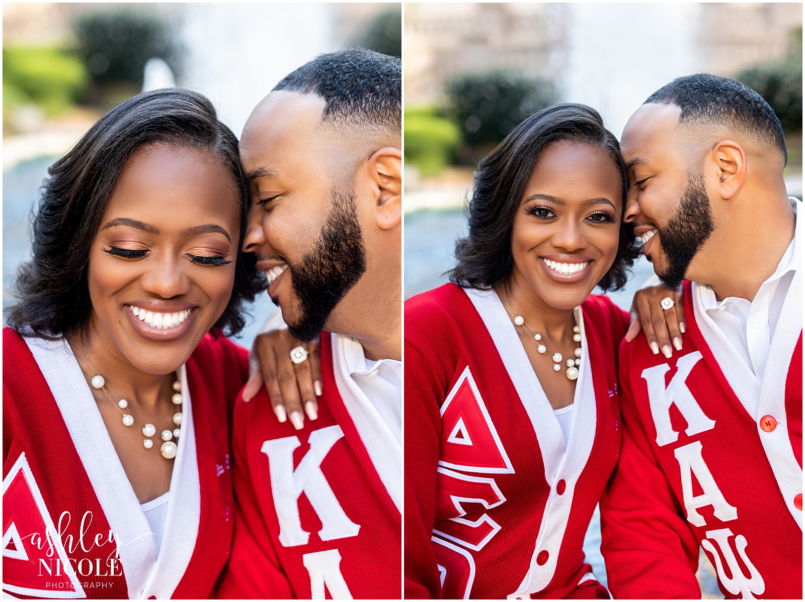 couple laughing during Engagement Photos in Atlanta