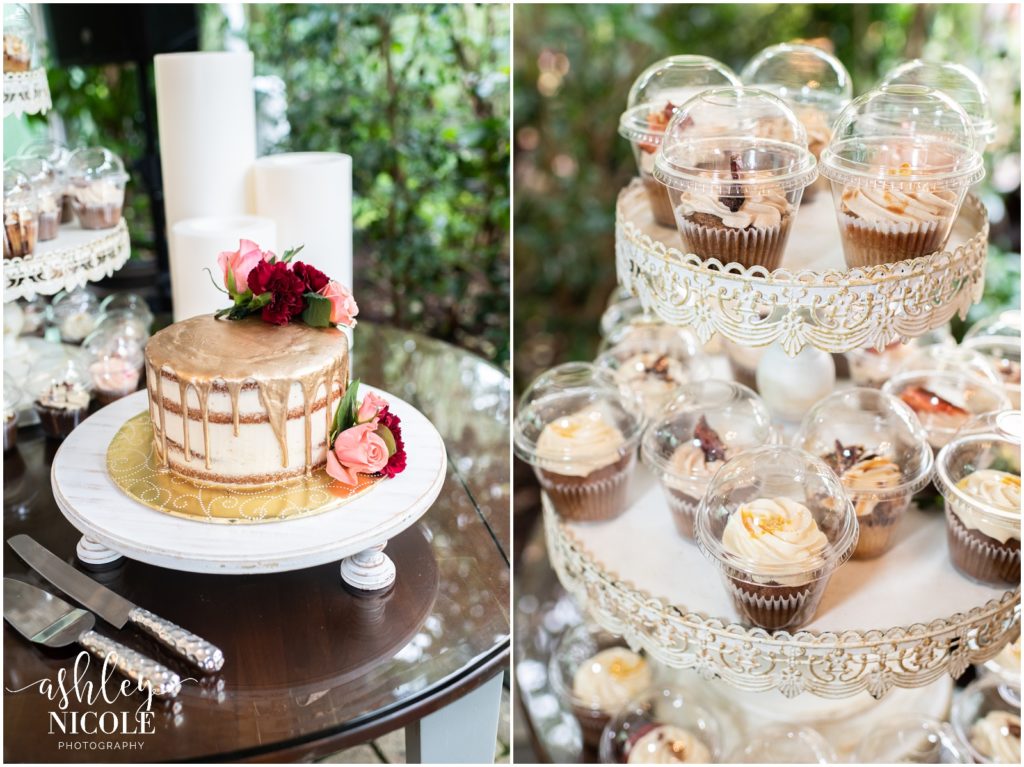 wedding cake and cupckaes