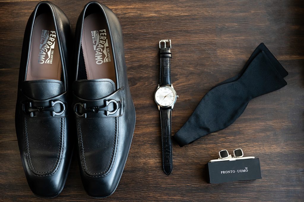 grooms shoes watch tie and cufflinks