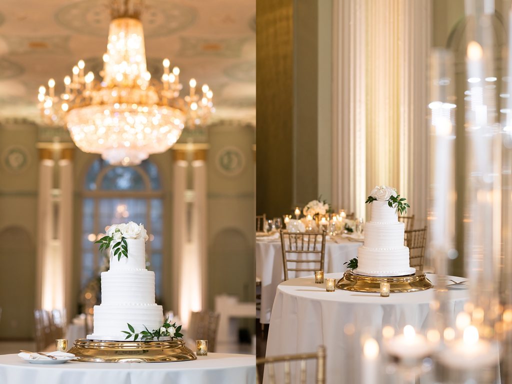 wedding cake and reception decor