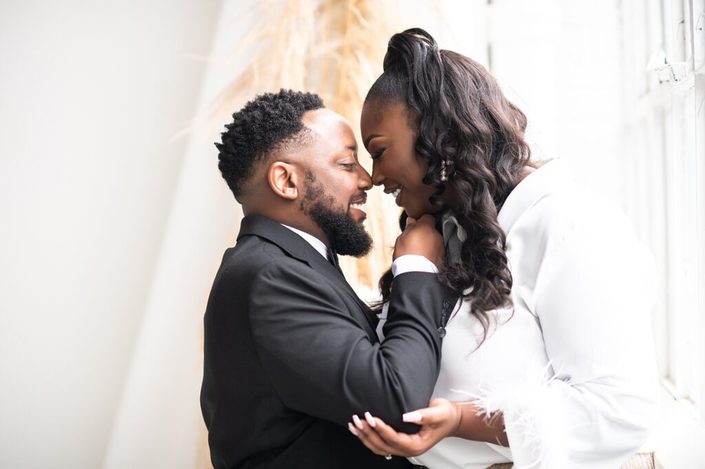 african american couple  engagement photo at blanc studio west