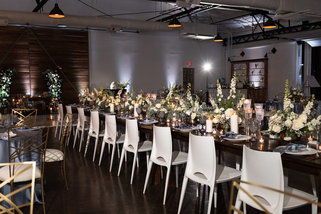 wedding reception at westside warehouse with lush florals by The J. Madison
