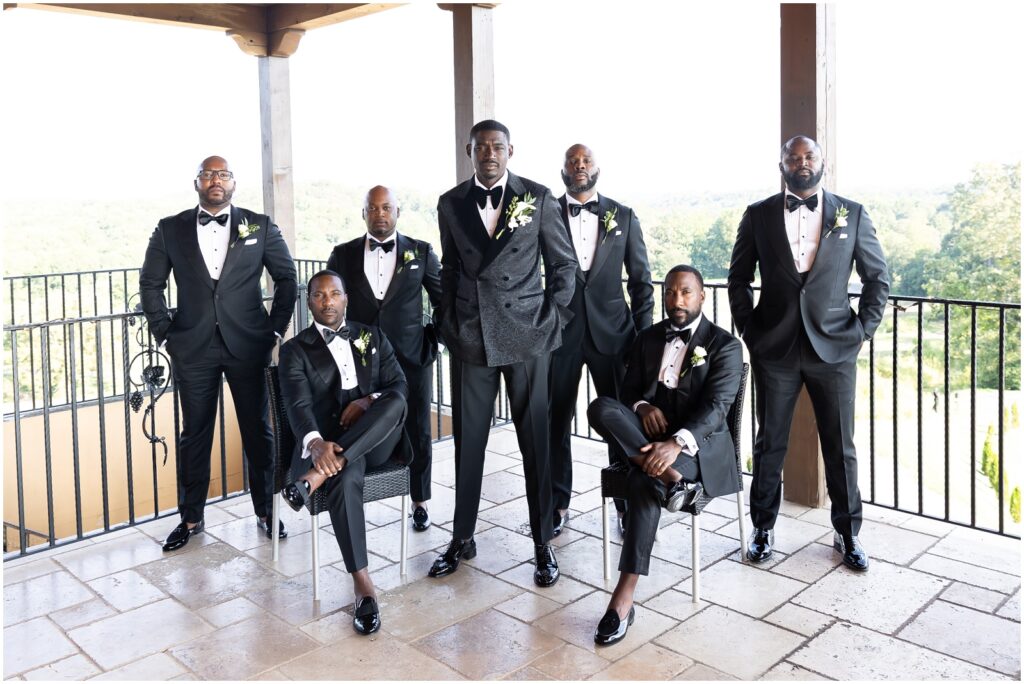african american groom with his groomsmen at m montaluce winery wedding